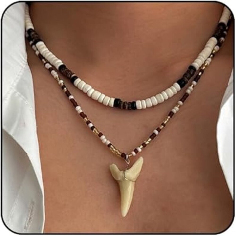 Choker Puka Shell Necklace Beaded Layered